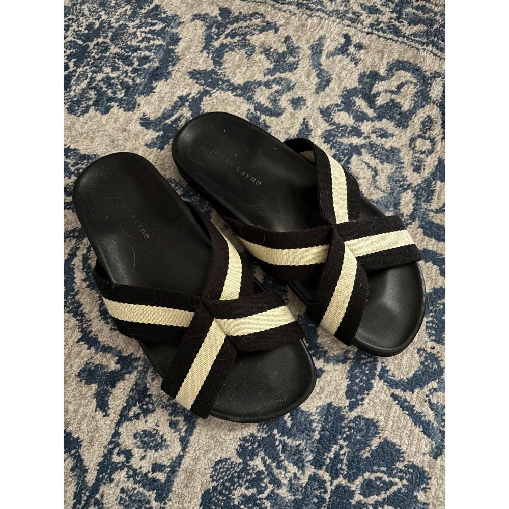 Jenni Kayne Cotton Crossover Sandals Black/Cream Size 39/US 8